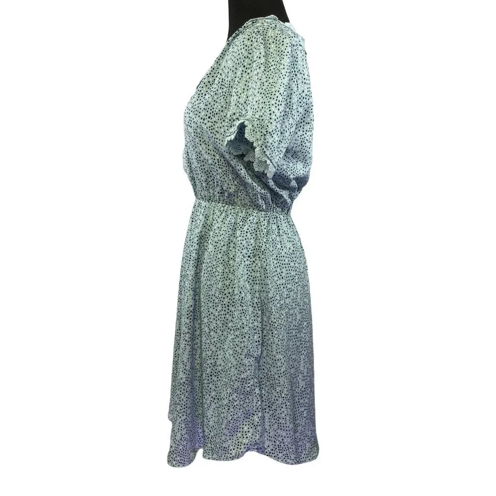 Collective Concepts Banana Republic Size Small Blue Polka Dot Dress Lace Trim - Picture 3 of 7